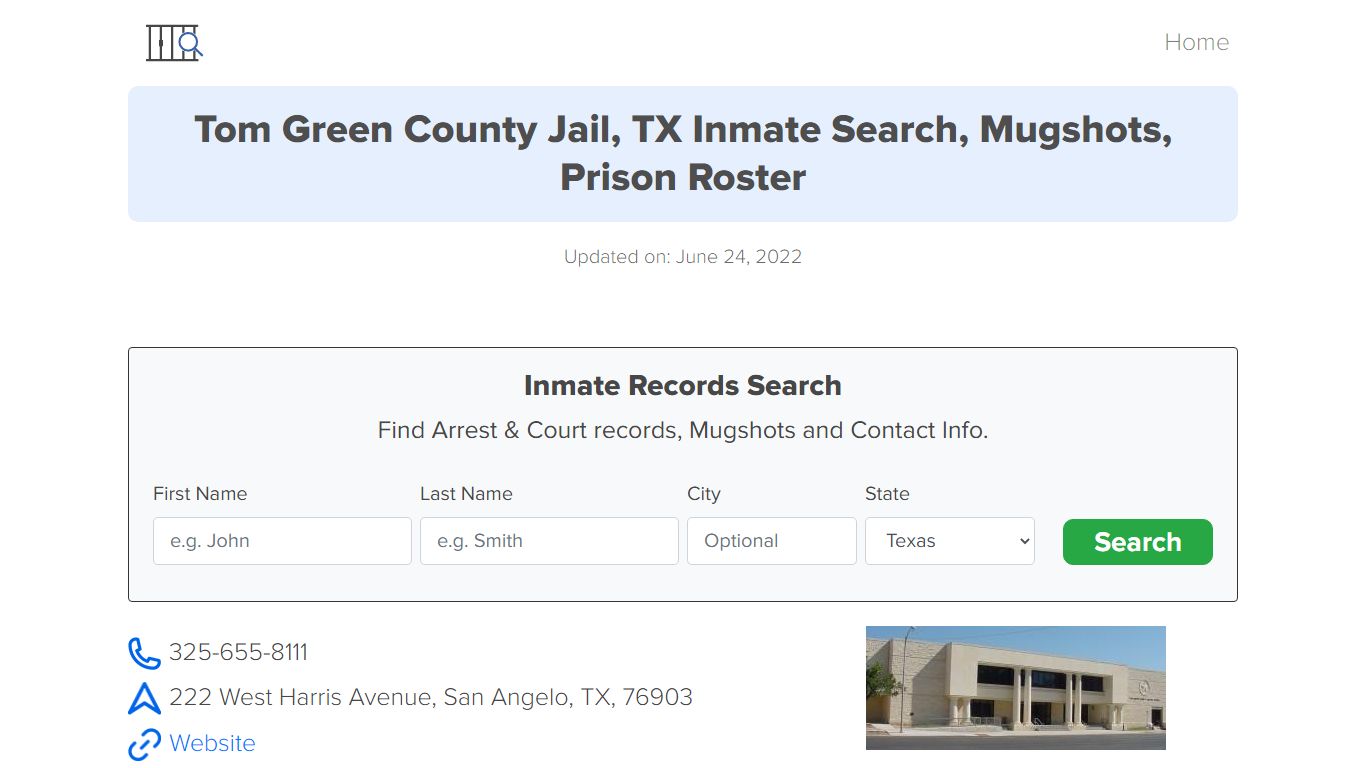 Tom Green County Jail, TX Inmate Search, Mugshots, Prison ...