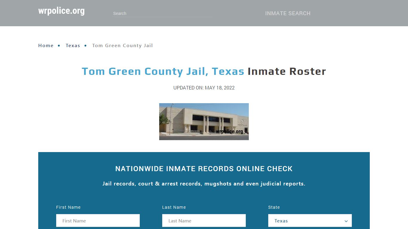 Tom Green County Jail, Texas - Inmate Locator